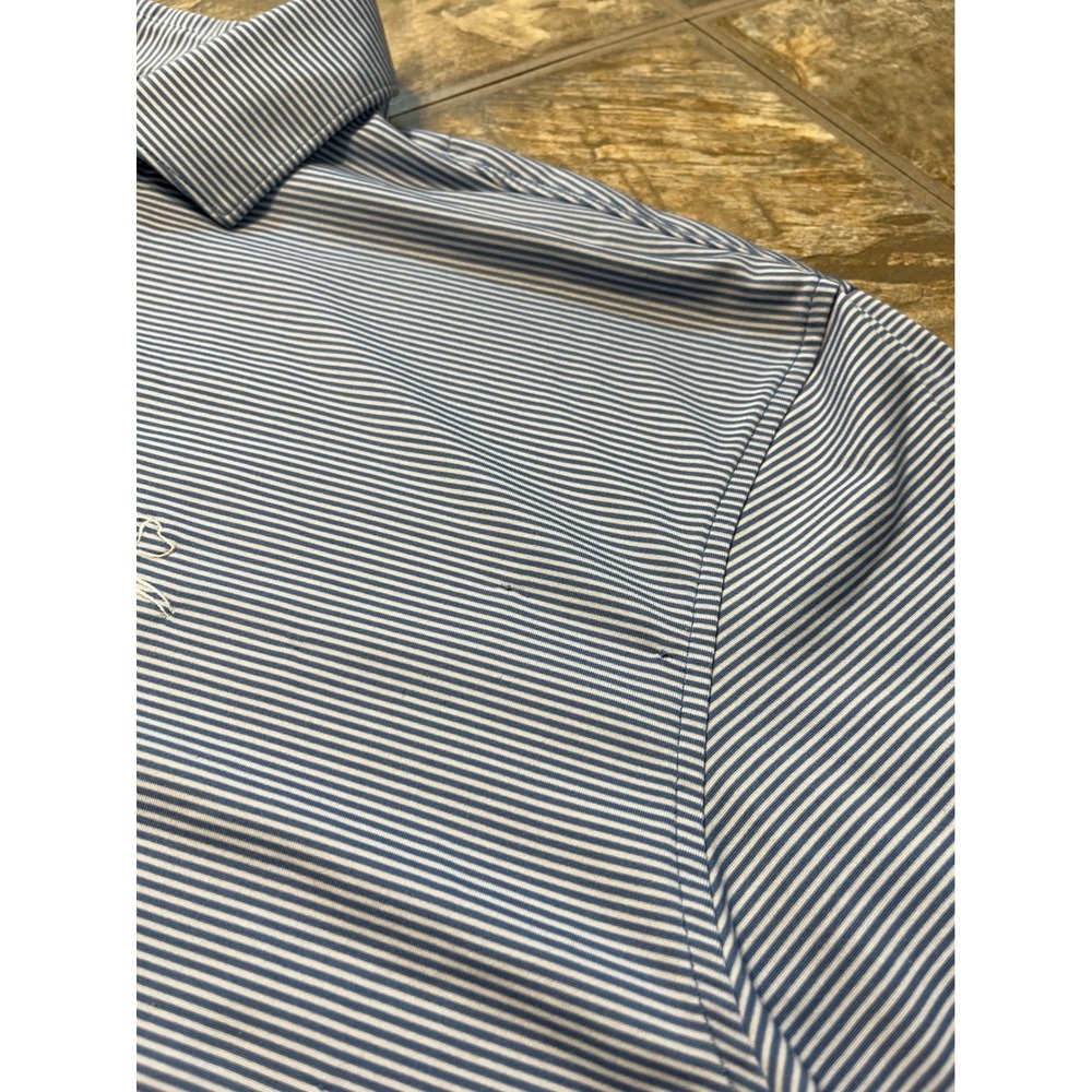 Rhoback Performance Polo Mens L Blue Stripe Short Sleeve Golf Shirt - Picture 6 of 8